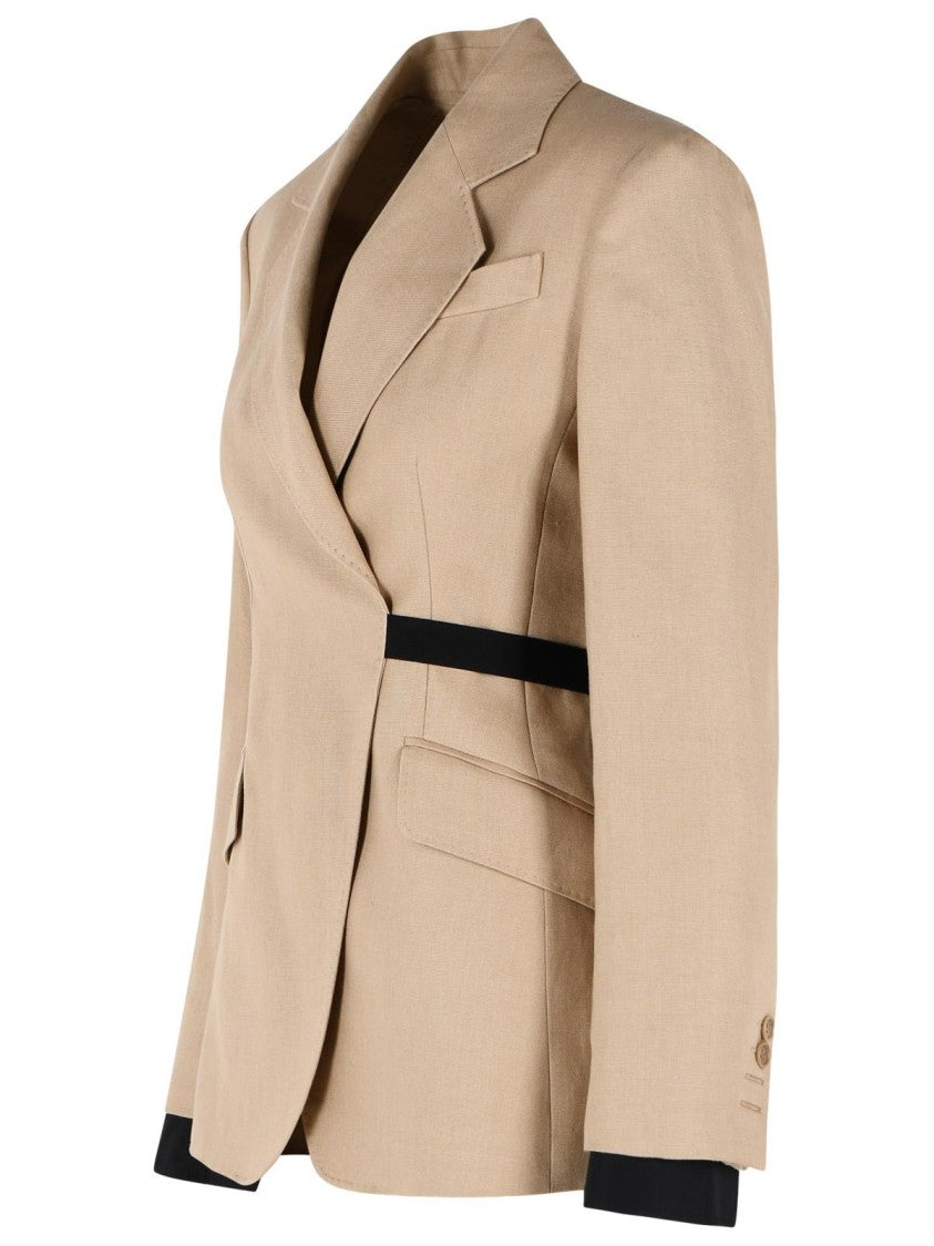 Max Mara 'Fionda' Double-Breasted Blazer In Pure Camel Linen Natté