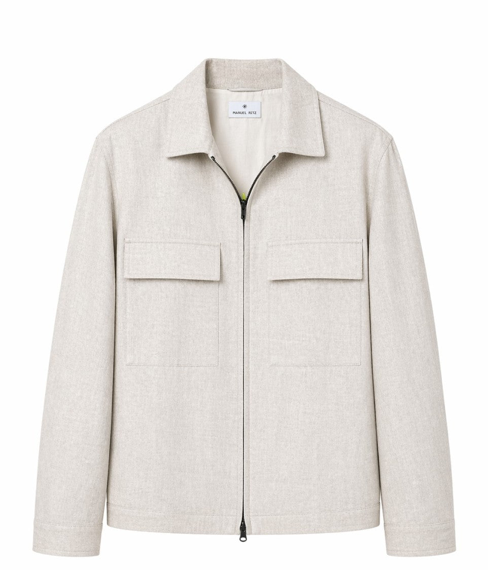 Manuel Ritz Linen Front Zip Classic Collar Jacket