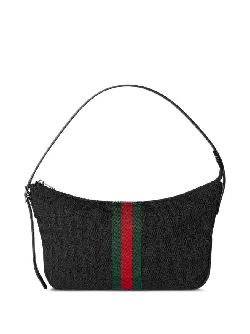 Gucci Black Compact Shoulder Embossed Patterns Stripe Bag