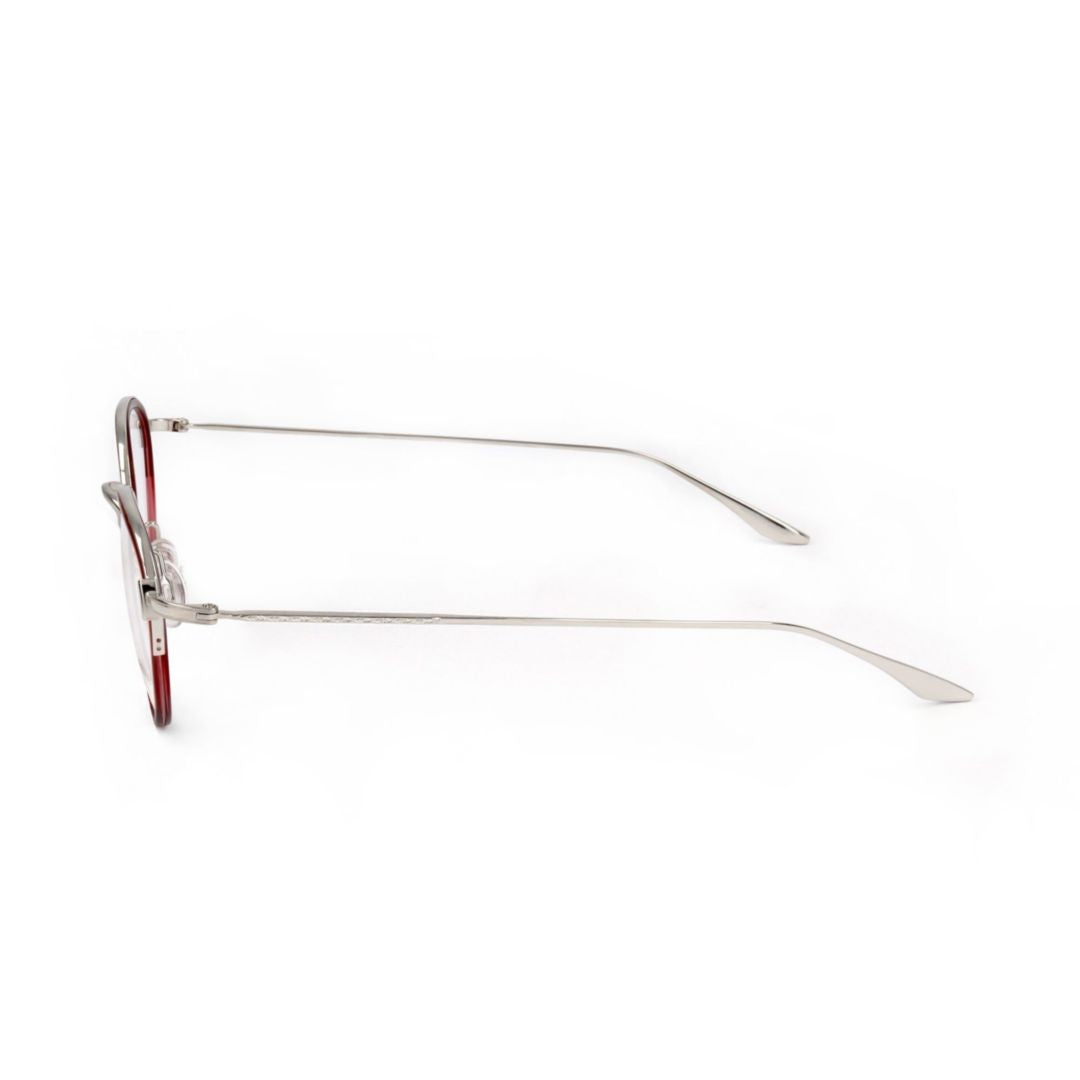 Barton Perreira Bp5003 480Hx Round Metal Frame Eyeglasses With Deep Red Accents