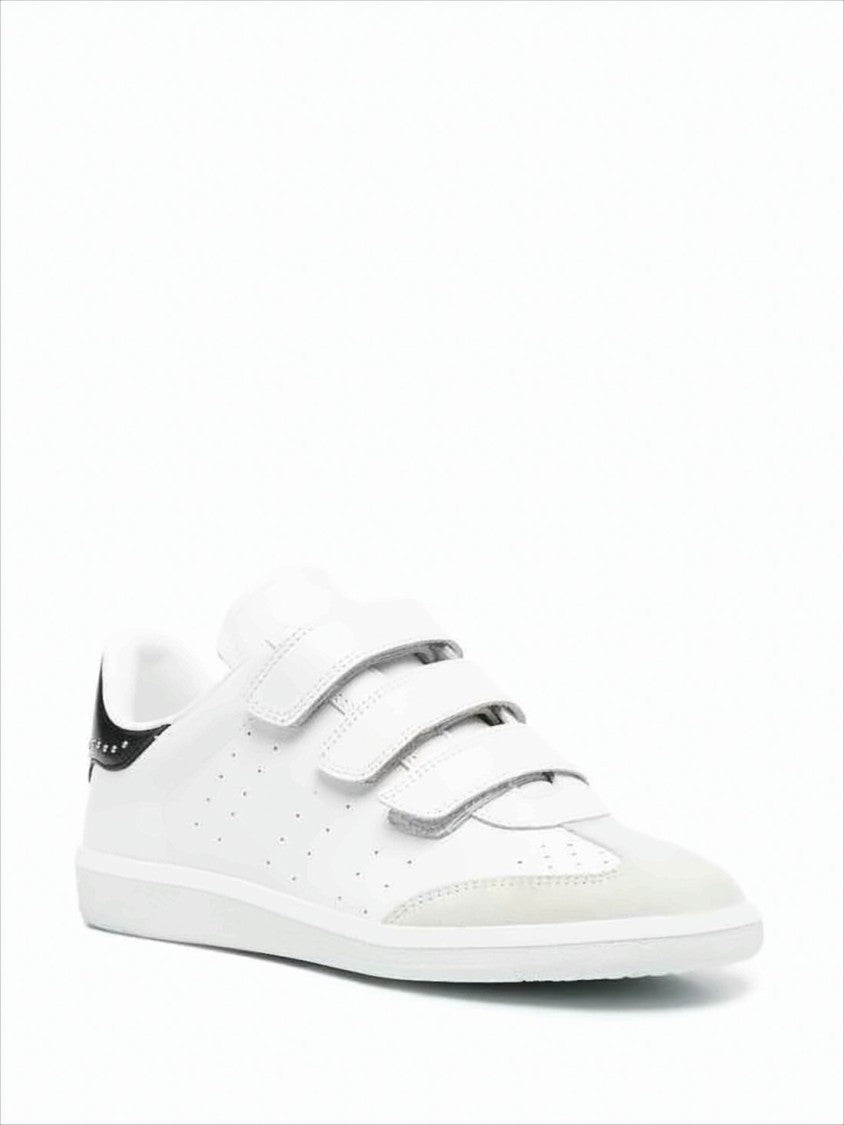 Isabel Marant Perforated White Leather Sneakers With Velcro Straps