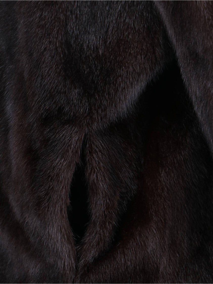 Iacopa Dark Brown Mink Fur Jacket With Hood
