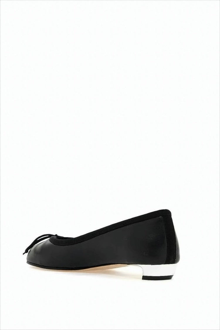 Alexander Mcqueen Black Sheepskin Flats With Bow Detail