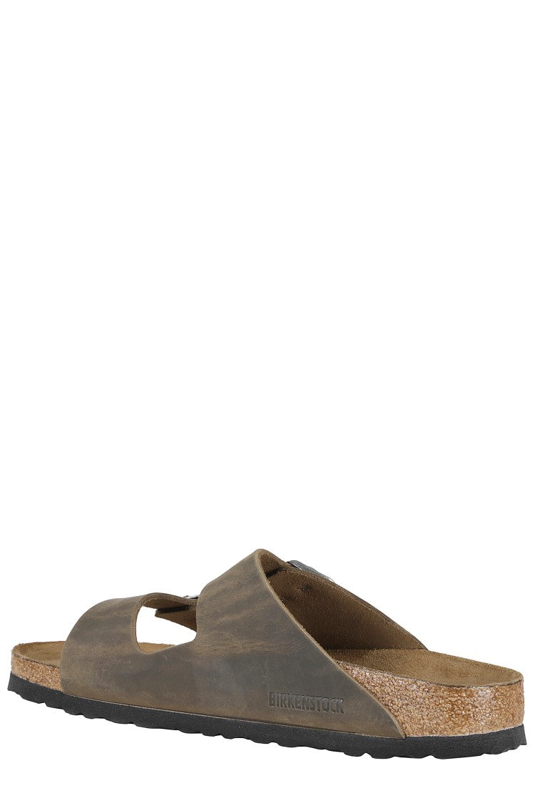 Birkenstock Khaki Arizona Sfb Double-Strap Oiled Leather Sandals