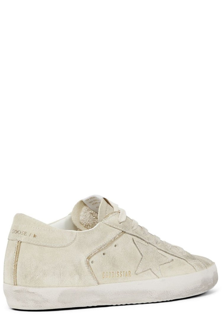 Golden Goose Super Star Distressed Beige Suede Low-Top Sneakers