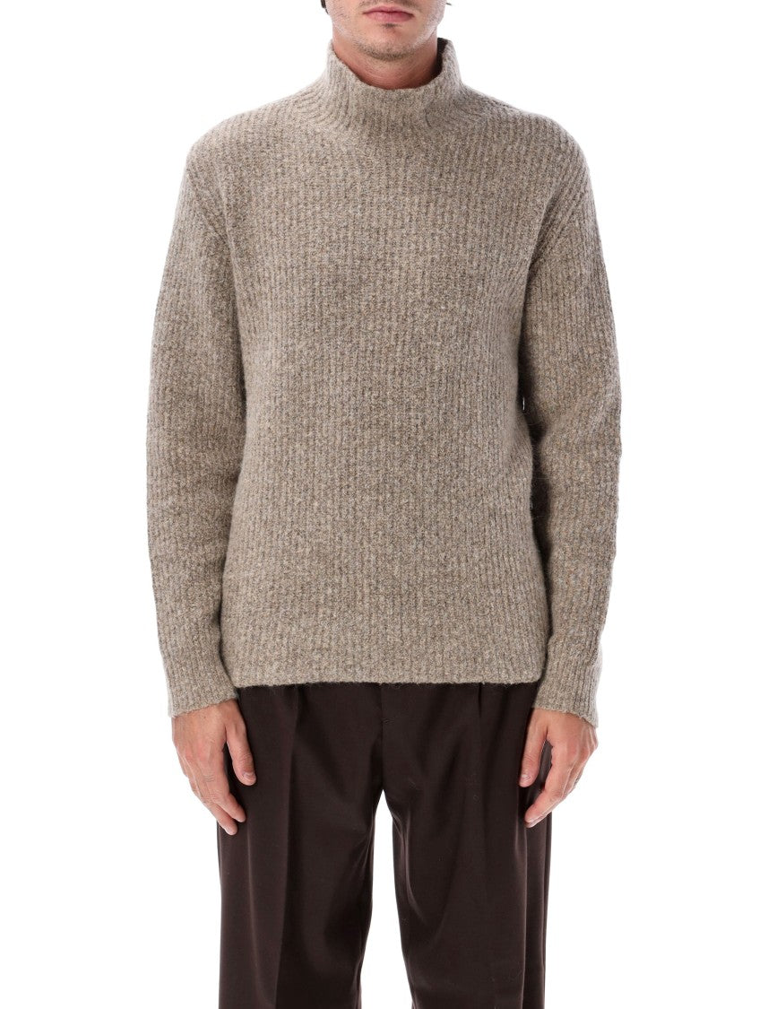 Roberto Collina Textured Knit Turtleneck Pullover With High Ribbed Collar