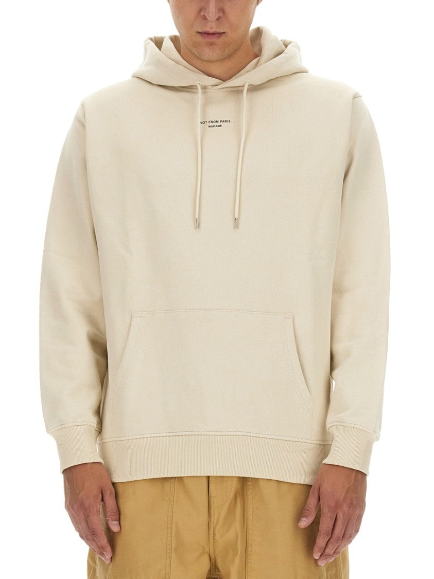 Drôle De Monsieur Neutrals Kangaroo Pocket Cotton Hoodie