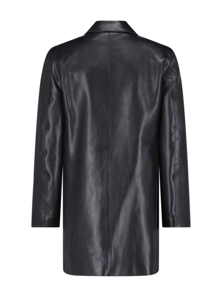 Jil Sander Black Classic Notch Lapel Leather Jacket