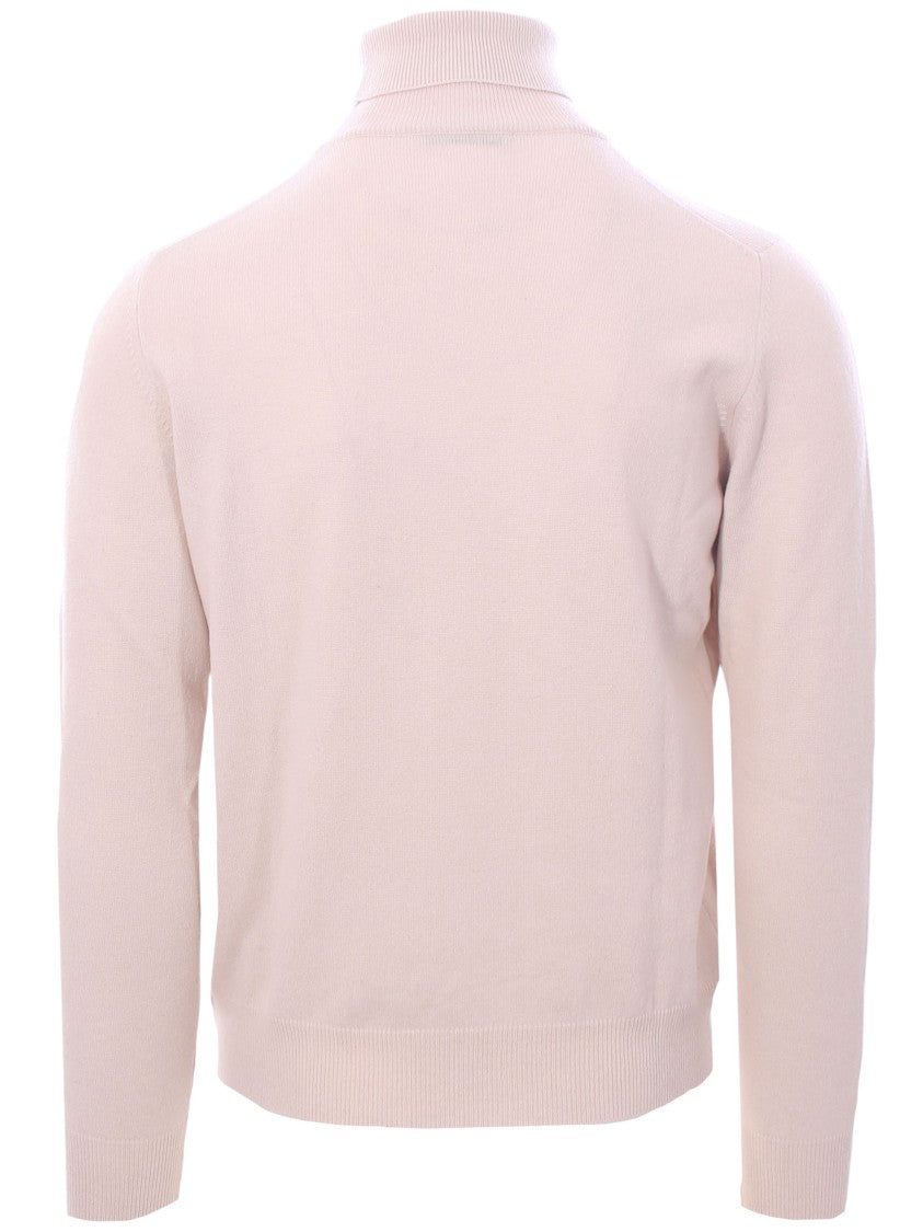 Gran Sasso Light Beige Turtleneck Sweater With Fitted Ribbed Details