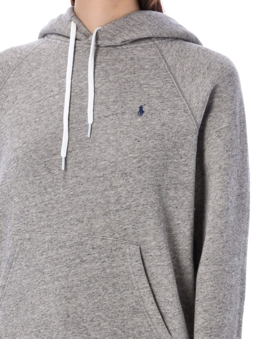 Polo Ralph Lauren Heather Grey Fleece Hoodie With Drawstring