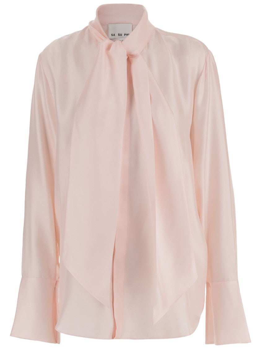 Sa Su Phi Pink Bow Front Silk Blouse