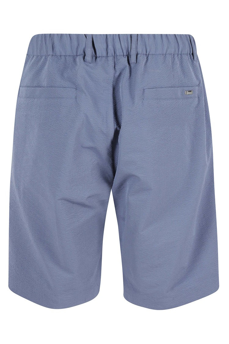 Herno Blue Bermuda Seer-Crease Seersucker Polyester Shorts