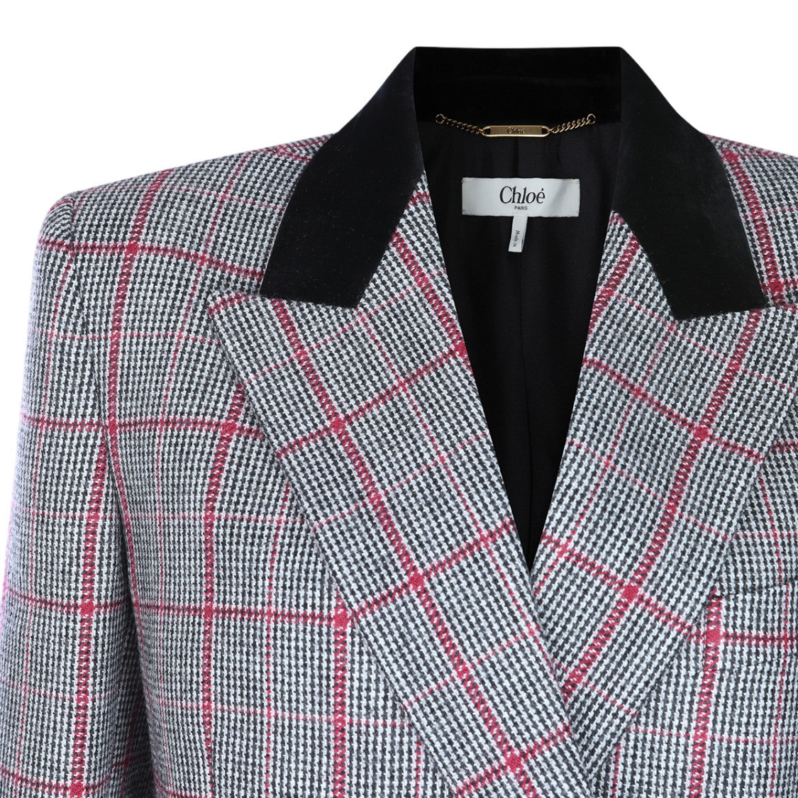 Chloé Double-Breasted Tailored Blazer With Checkered Pattern