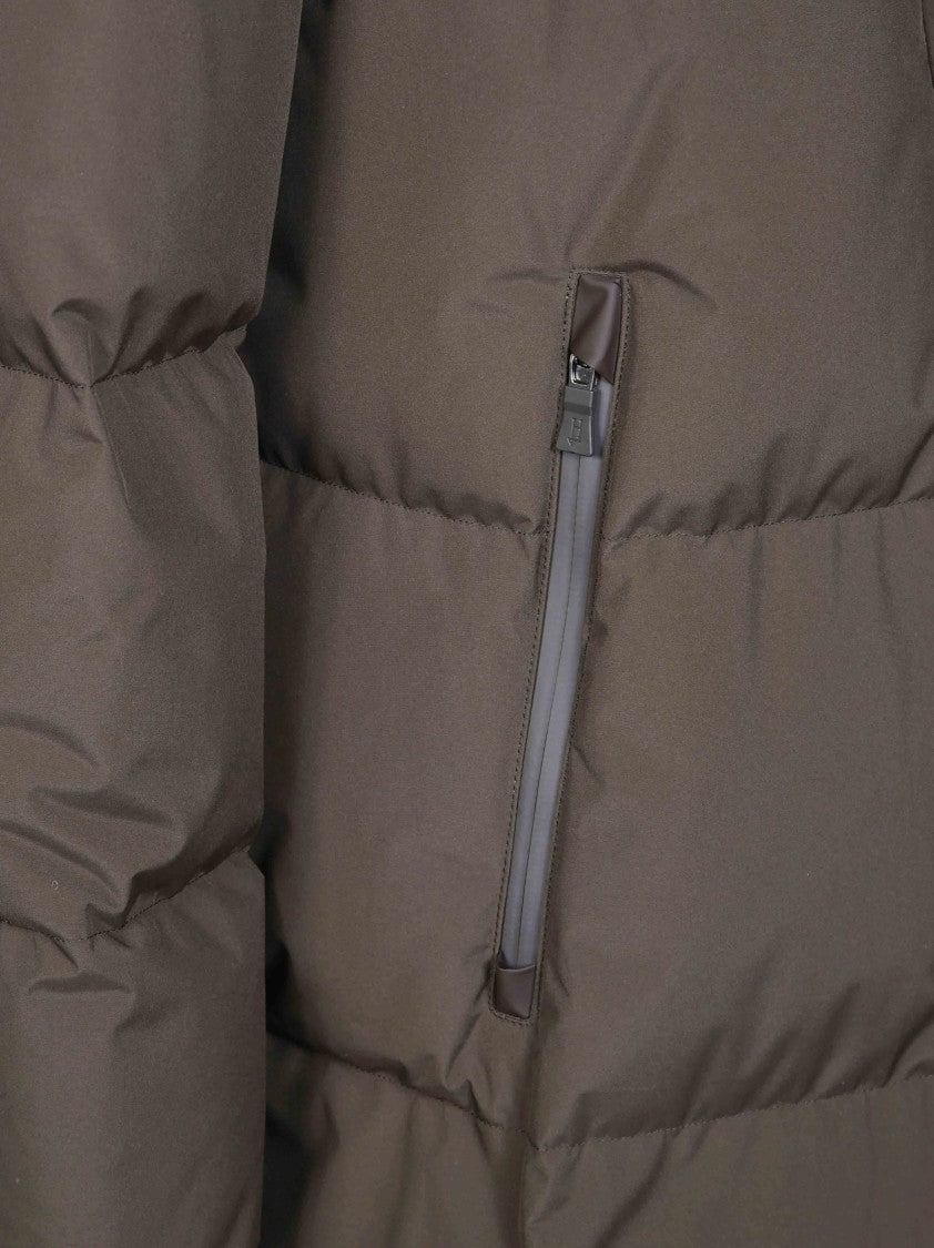 Herno Brown Short Hooded Quilted Down Jacket