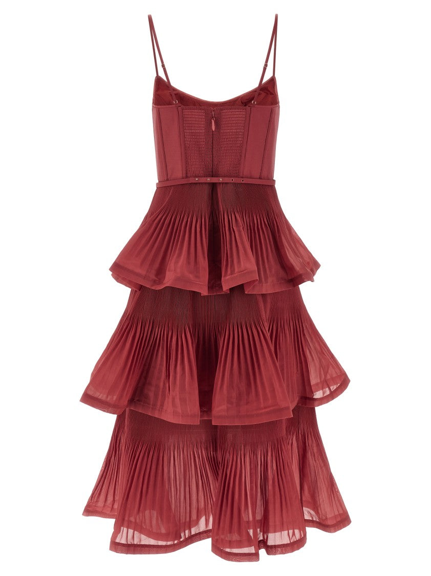 Zimmermann 'Pleated Tiered Midi' Dress