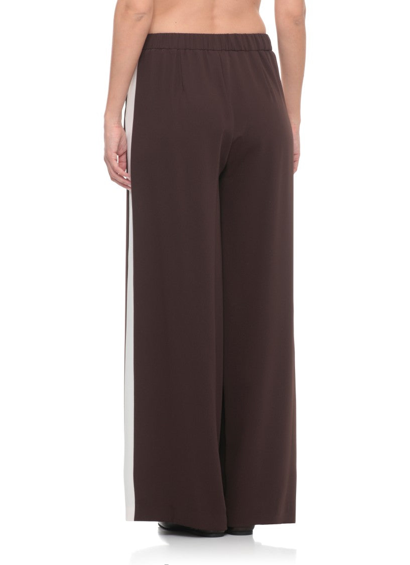 Parosh Brown White Side Details Wide-Leg Pants