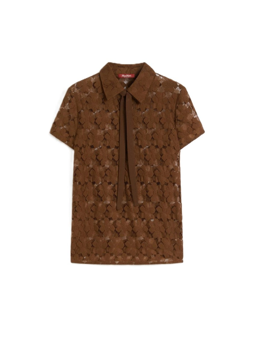 Max Mara Floral Lace Top With Bow Tie