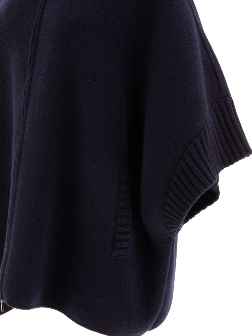 Giovi Wool And Cashmere Poncho With Fur Collar