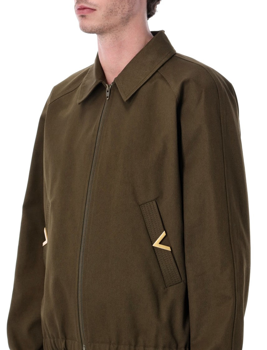 Valentino Garavani Vgold Cotton Gabardine Zip Jacket