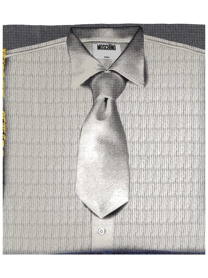 Moschino Silk Foulard With Playful Shirt And Tie Design
