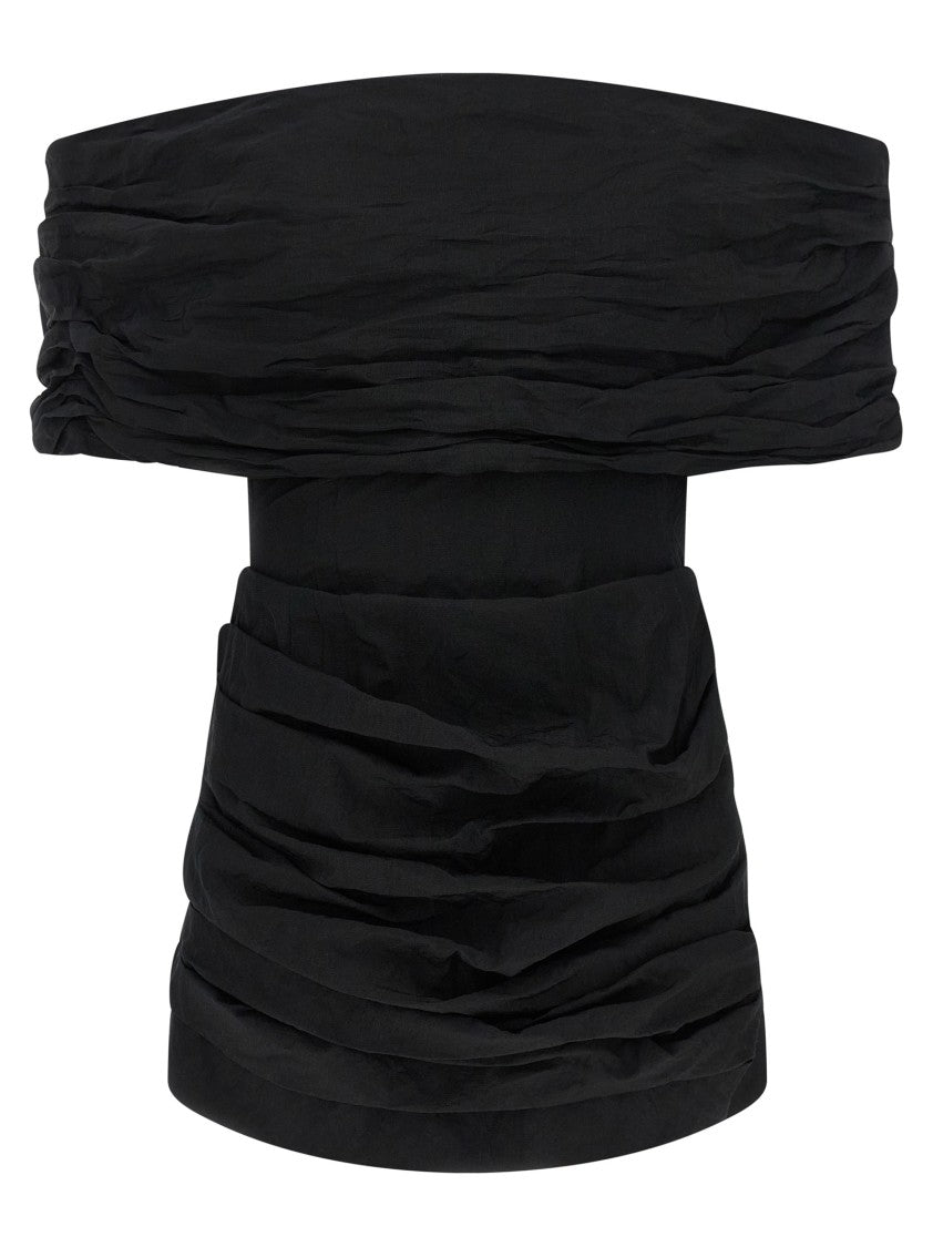 Magda Butrym Off-The-Shoulder Mini Dress With Oversized Collar And Sculptural Draping