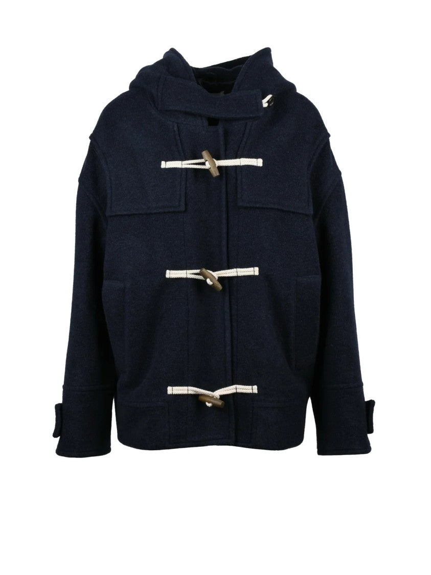 Circolo 1901 Navy Blue Virgin Wool-Cashmere Montgomery Coat