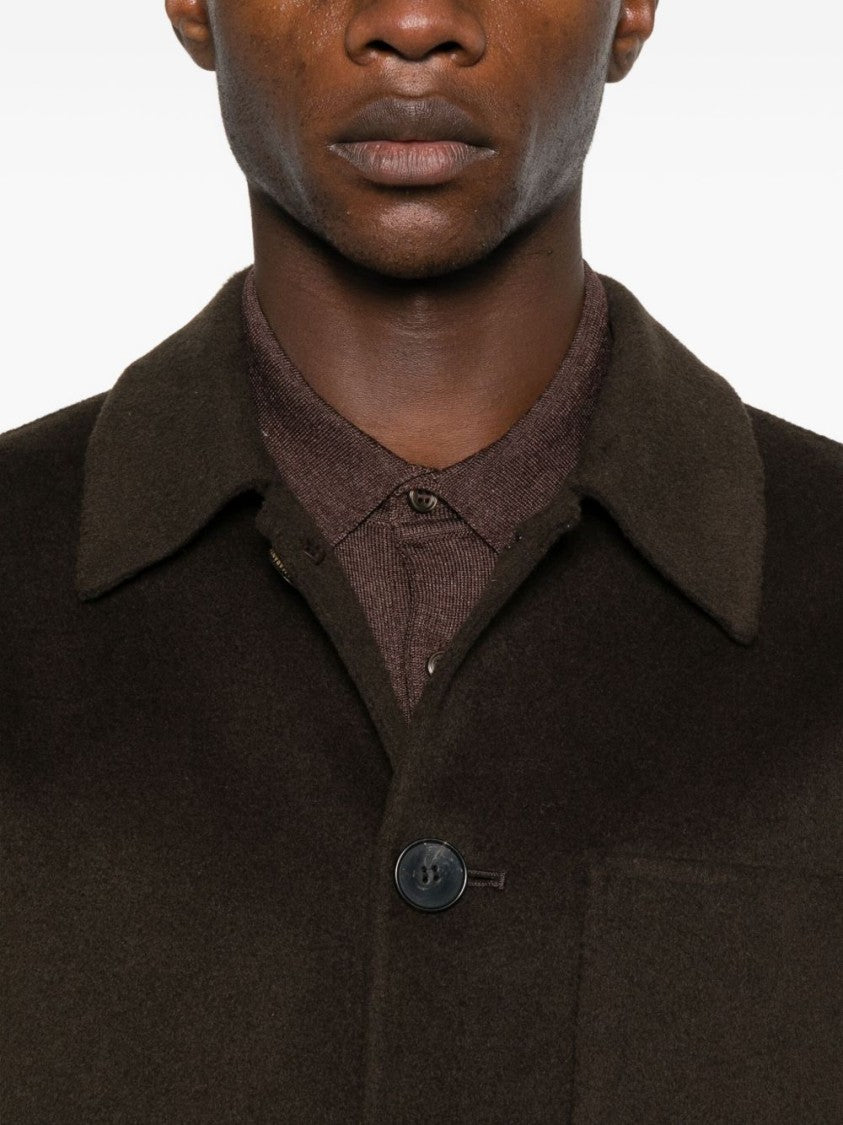 Amaranto Brown Casual Jacket With Structured Collar