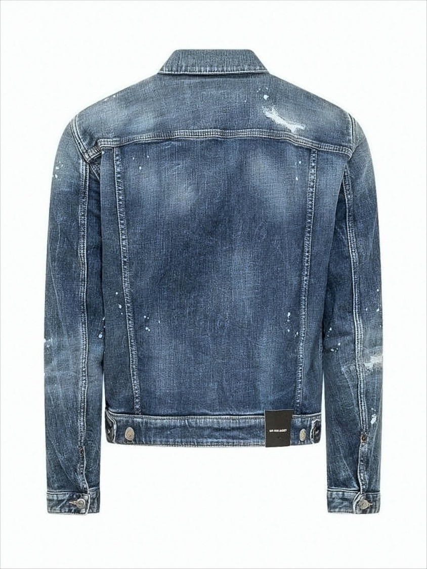 Dsquared2 Distressed Medium Blue Denim Jacket