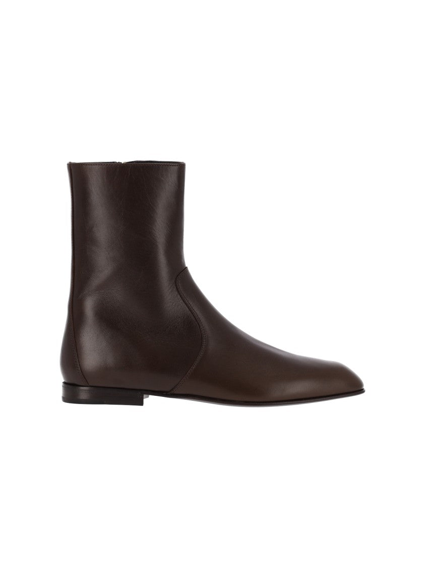 Khaite Brown Calfskin Colt Ankle Boots