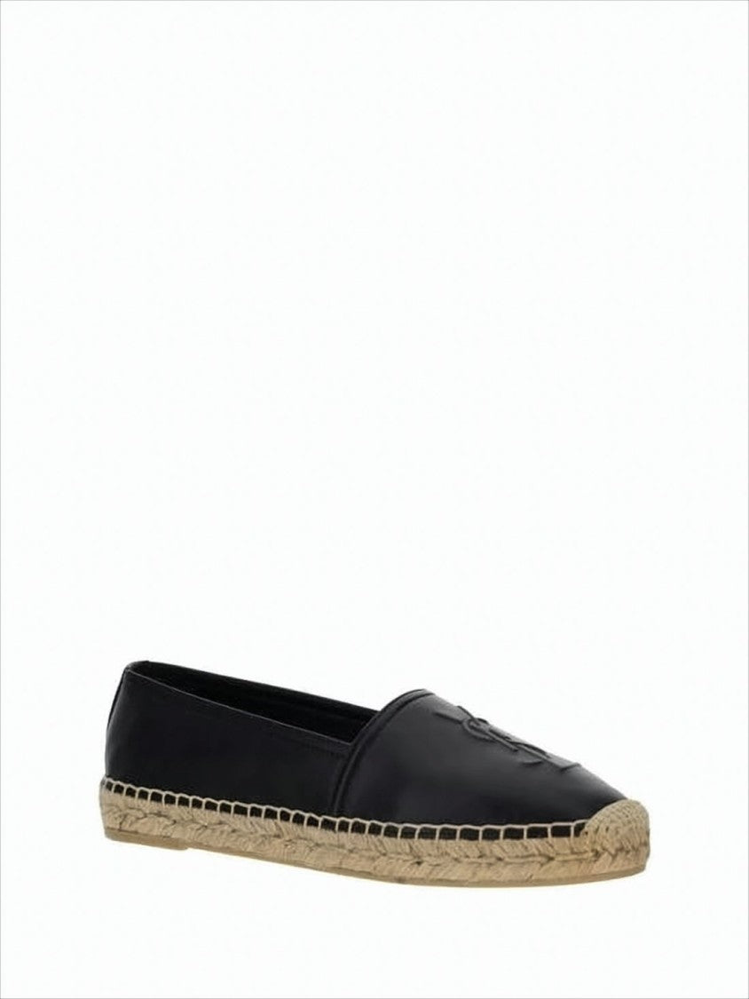 Saint Laurent Smooth Leather Loafers With Woven Espadrille Sole