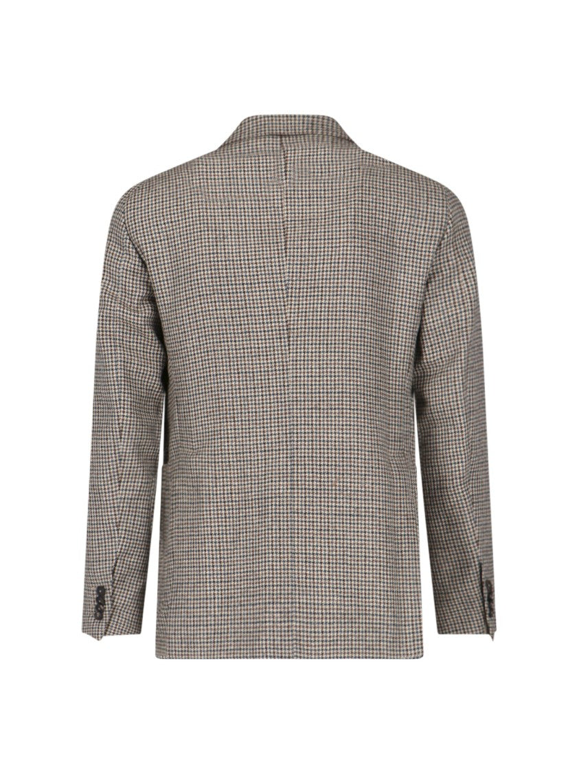 Tagliatore Brown Houndstooth Blazer