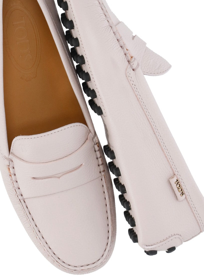 Tod's Pink Side Metal Logo Loafers