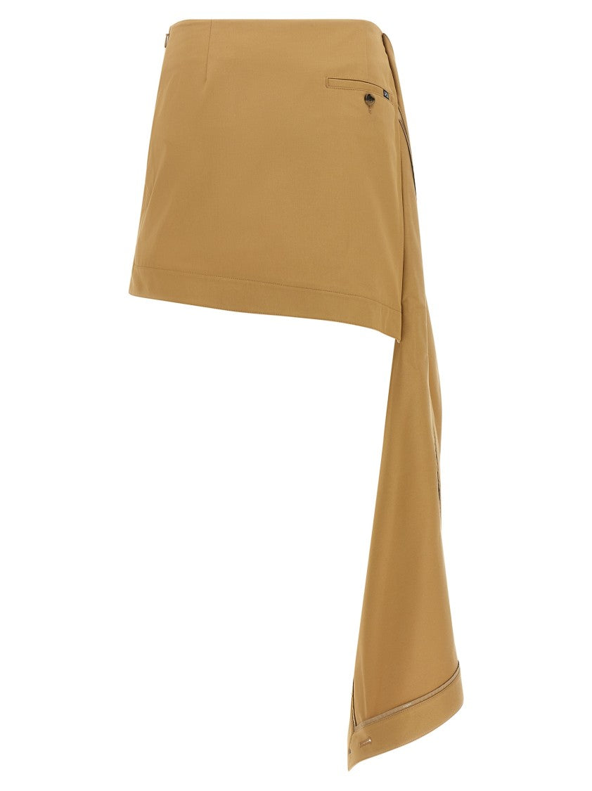 Loewe Silk Gabardine Asymmetrical Mini Skirt