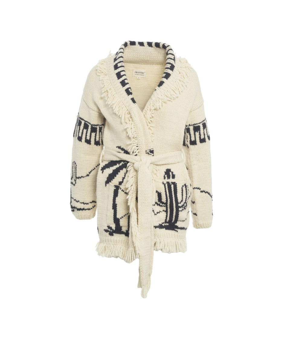 Frantic Desert-Inspired Knit Jacket With Fringe Details