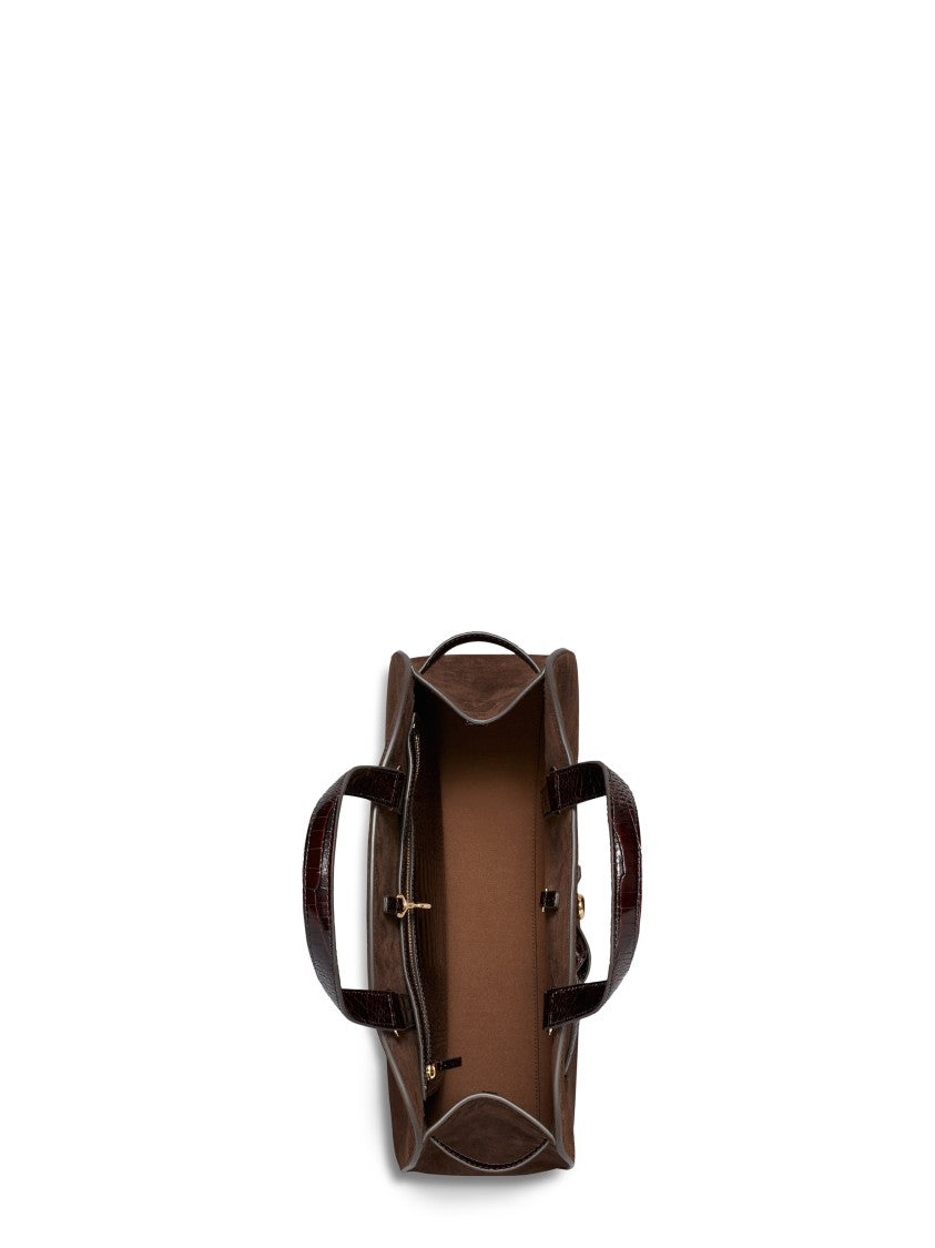 Tory Burch Romy Suede Leather Accent Bauletto Bag