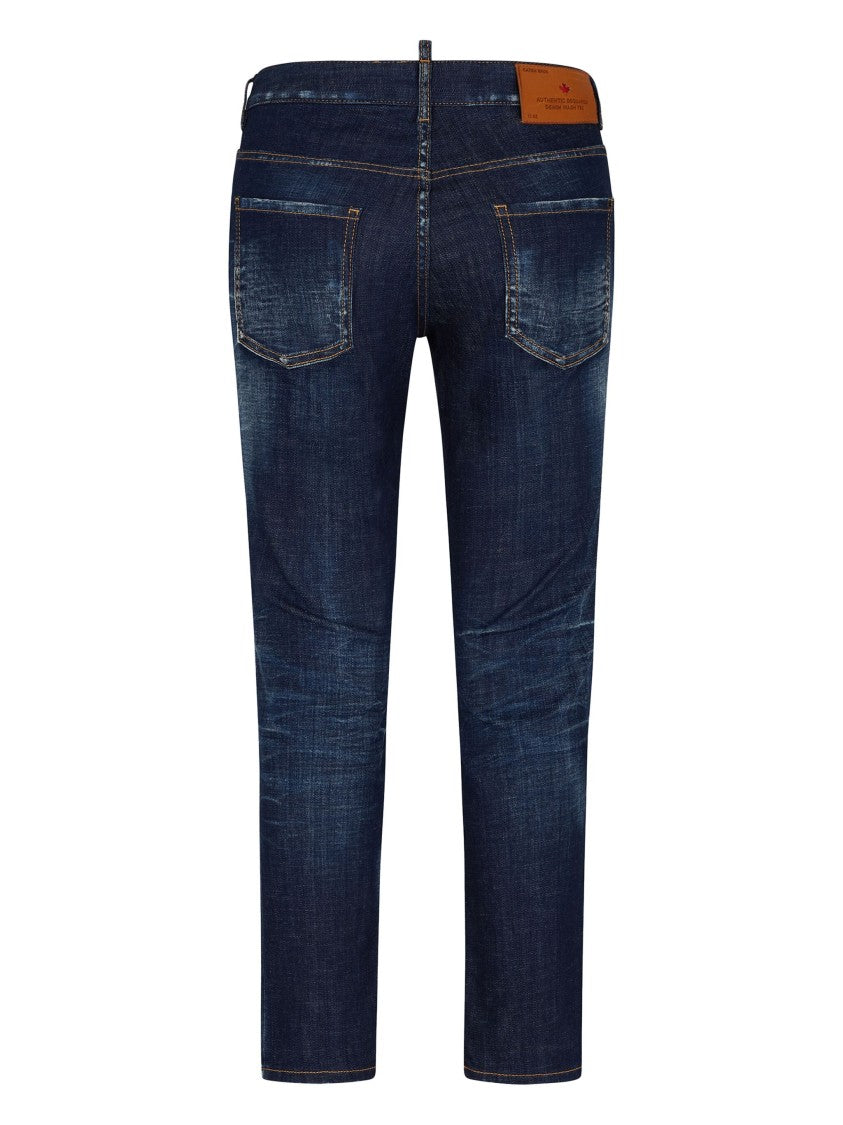 Dsquared2 Dark Blue Slim-Fit Cotton Blend Jeans