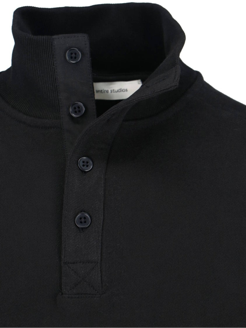 Entire Studios Black Port High-Collar Cotton Sweatshirt