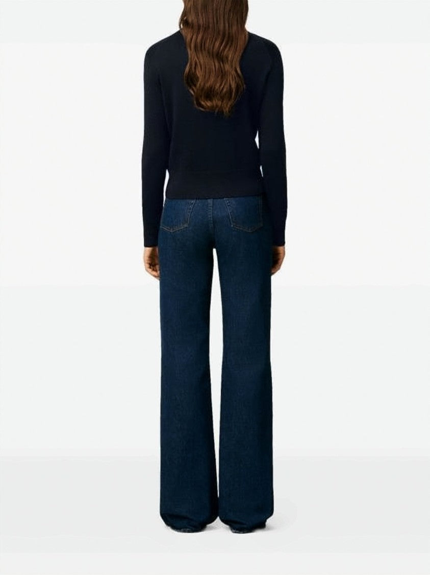 Ami Paris Crew Neck Wool Cardigan With Button-Down Front