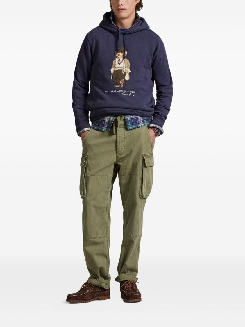 Polo Ralph Lauren Navy Graphic Bear Hoodie With Drawstring