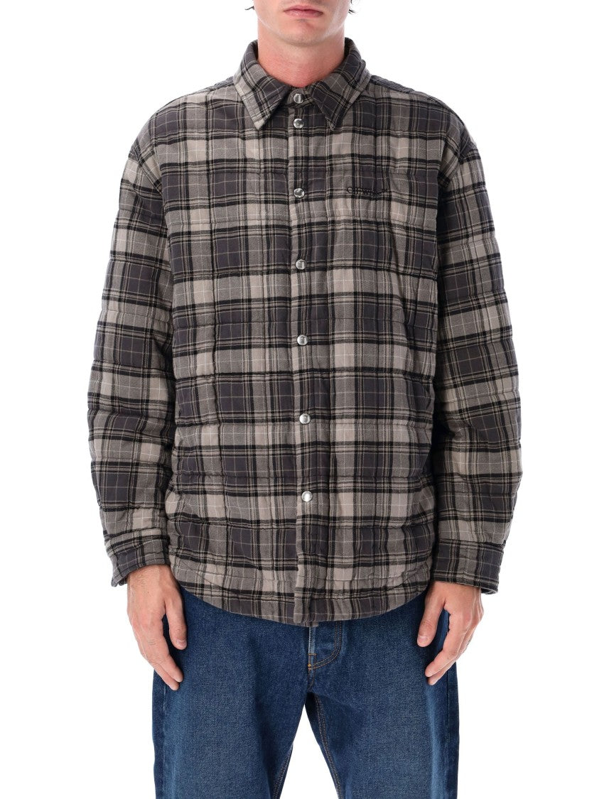 Off-White Padded Check Cotton Shirt Jacket With Logo