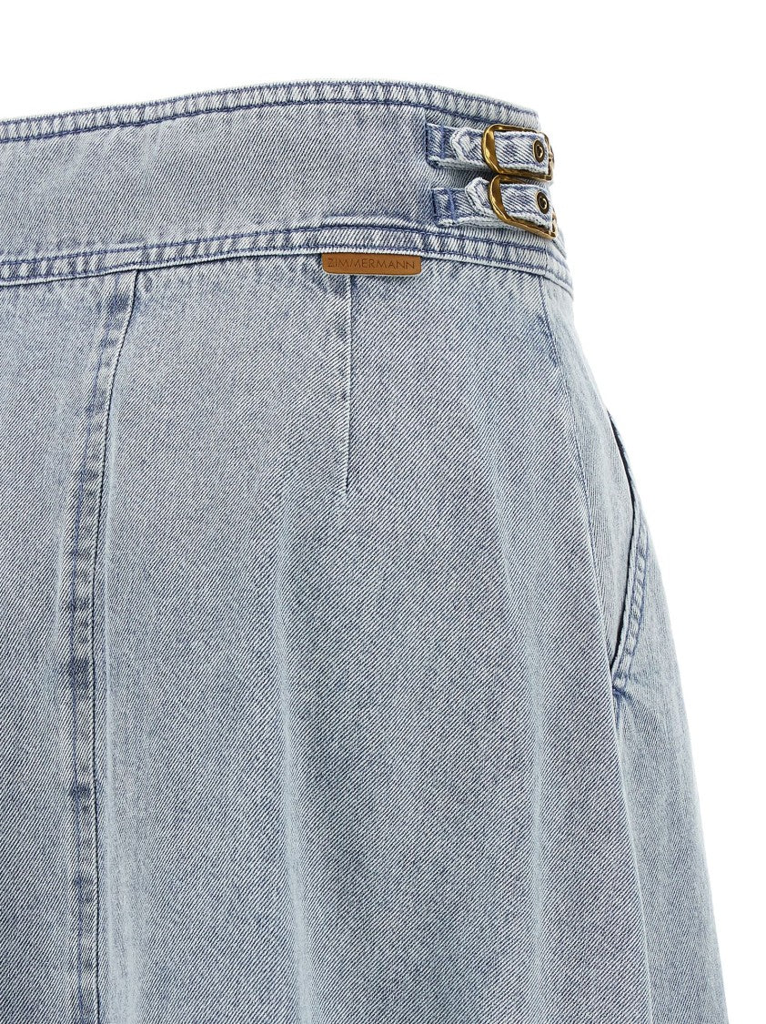 Zimmermann High-Waisted Midi Denim Skirt With A-Line Silhouette