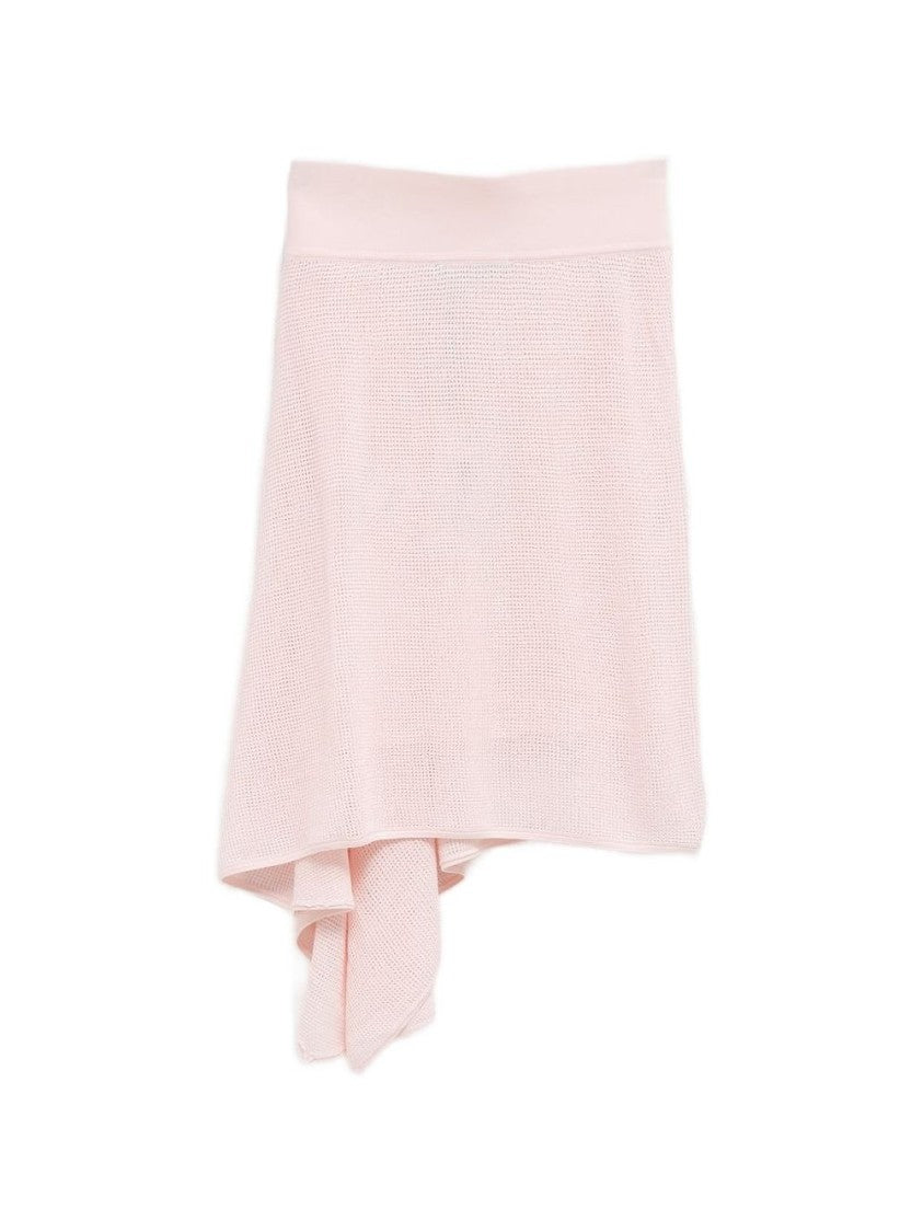 Jacquemus Pink Textured Knit Asymmetrical Mini Skirt