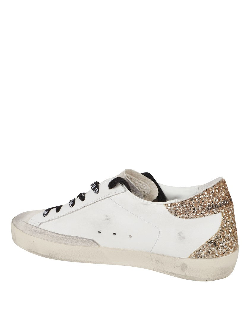 Golden Goose Distressed White Leather Low-Top Sneakers