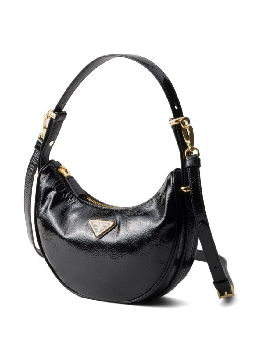 Prada Nappa Leather Shoulder Bag With Geometric Design And Enamel Logo