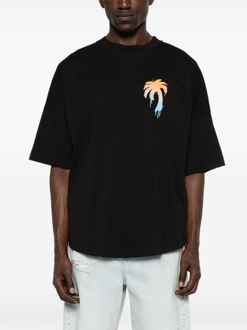 Palm Angels Oversized T-Shirt With Gradient Palm Tree Graphic