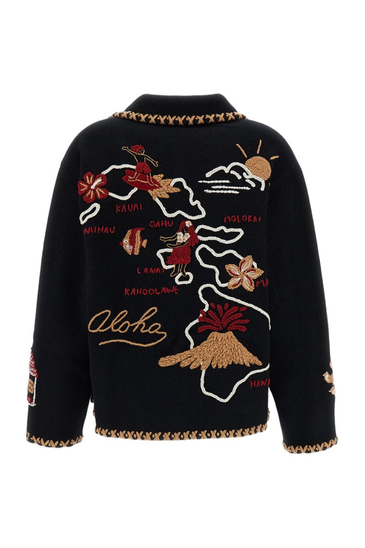 Alanui Black Remember Me Embroidered Virgin Wool Jacket