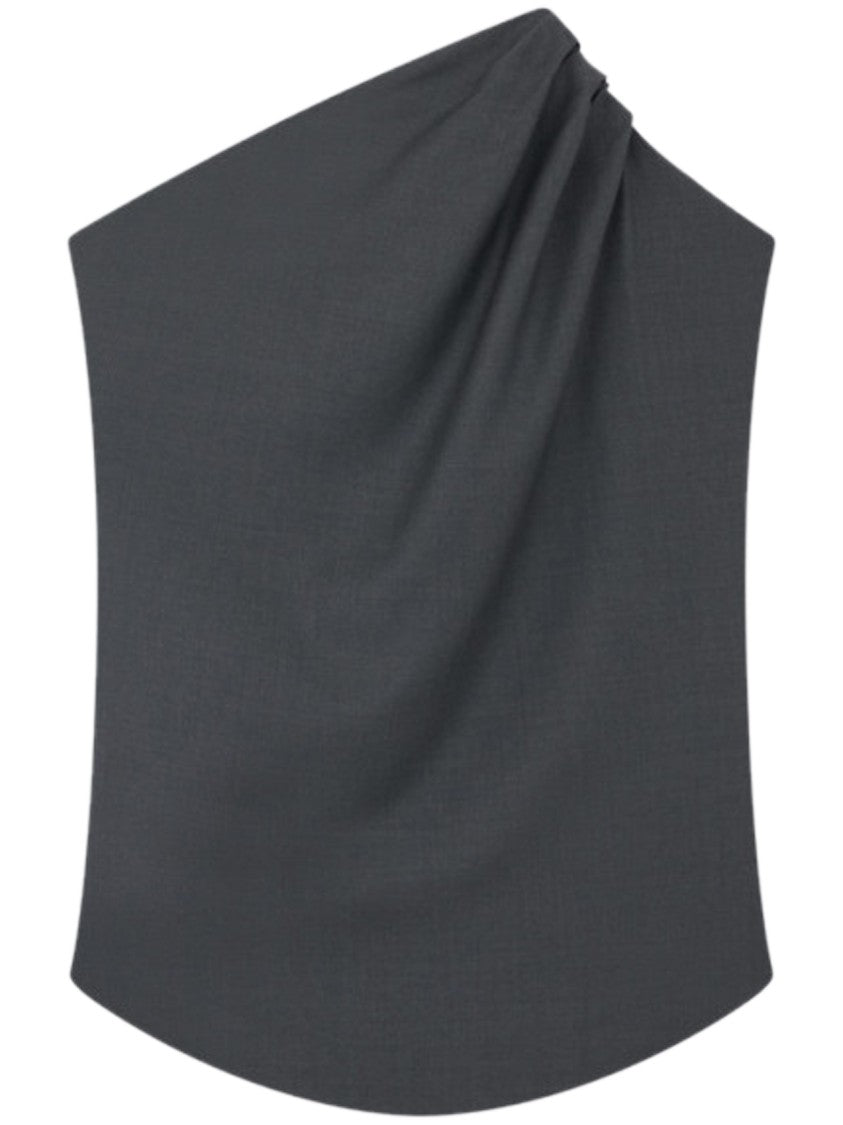 Loulou Studio Subtle Textured Virgin Wool Draped Design Shirt