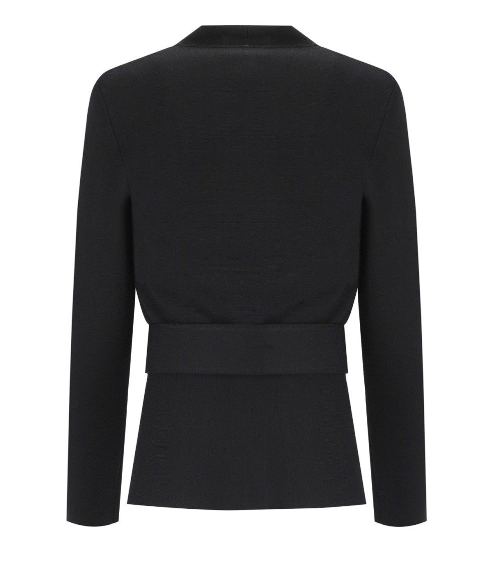 Elisabetta Franchi Black Knitted Jacket With Belt
