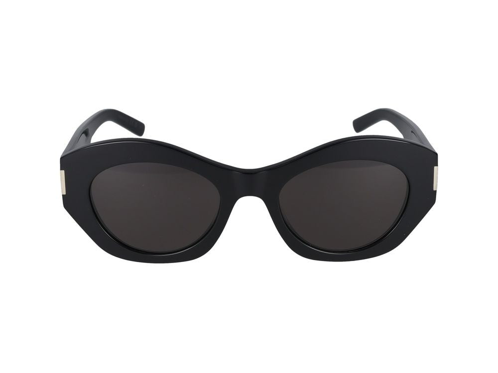 Saint Laurent Black Glossy Oversized Geometric Sunglasses