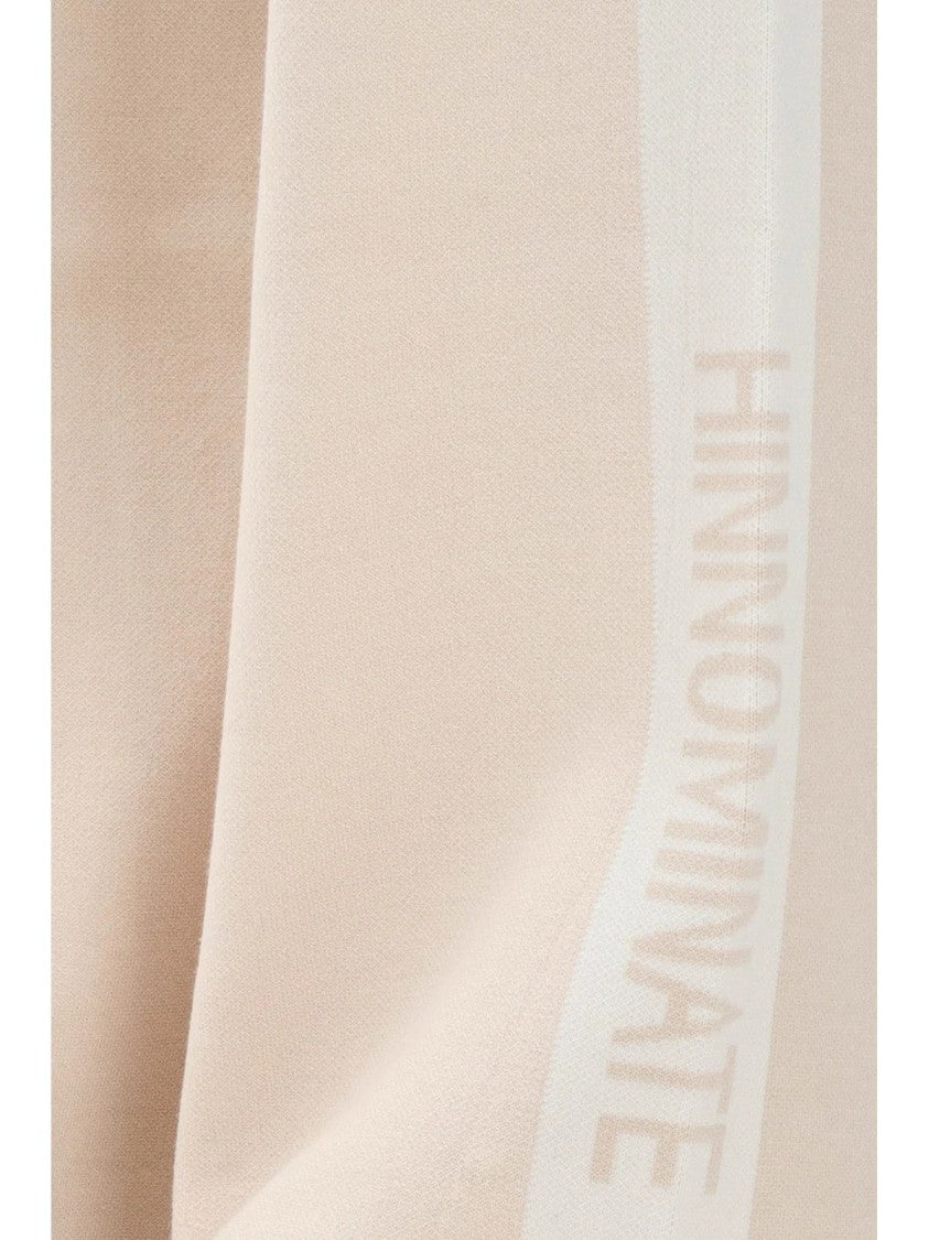 Hinnominate Relaxed Wide-Leg Beige Tracksuit Bottoms With Contrasting Stripe